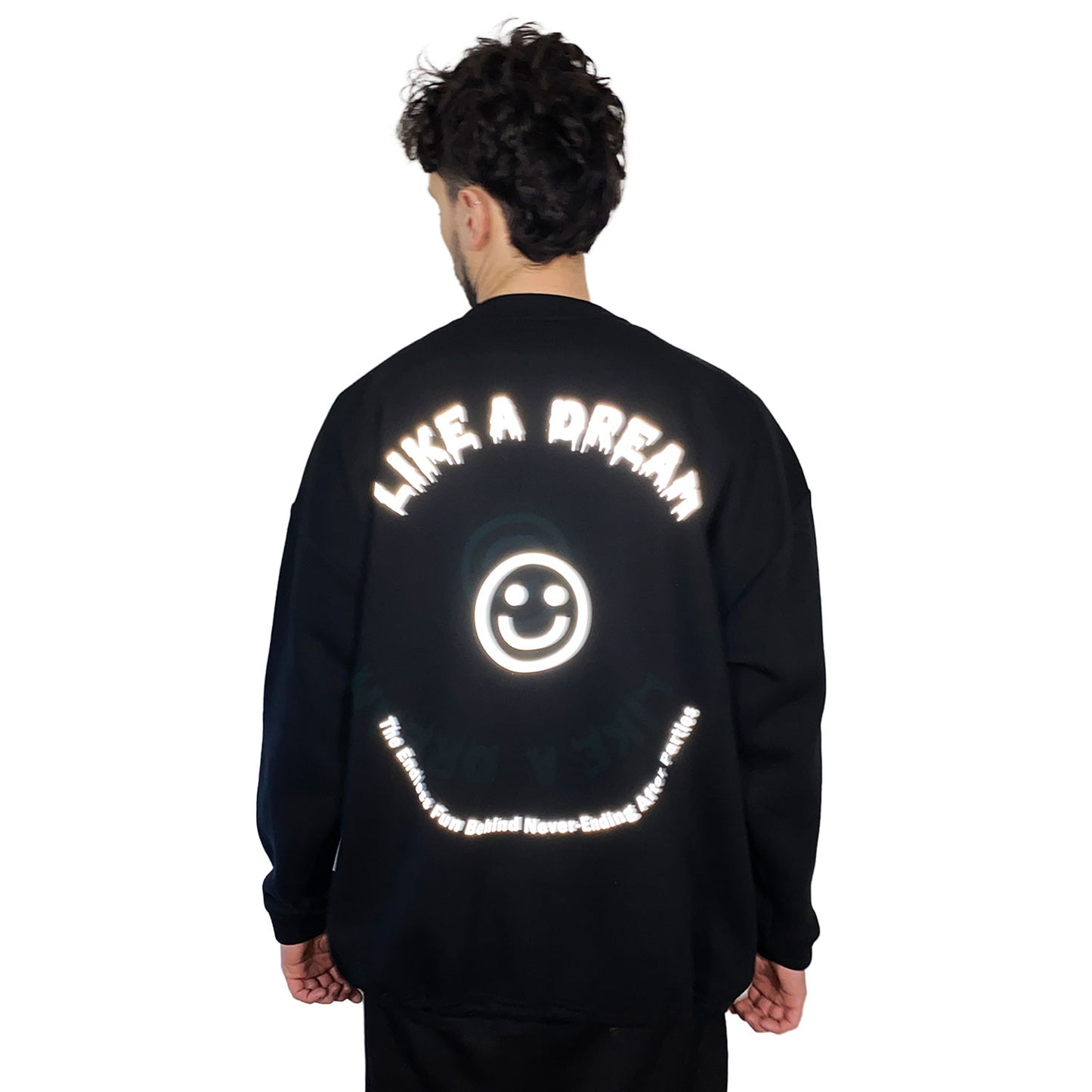 Unisex Siyah Oversized Sweatshirt – 'LIKE A DREAM' reflective flash sale