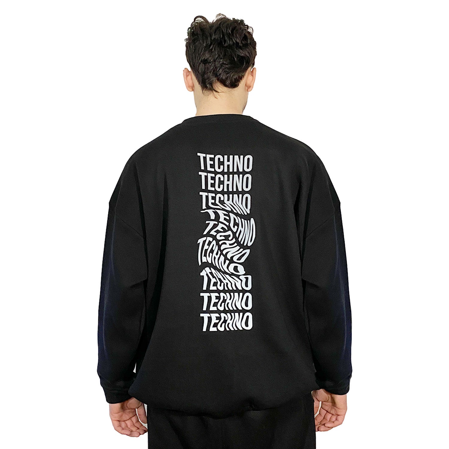 OVERSIZE BLACK SWEATSHIRT 'TECHNO REVOLUTION' REFLECTIVE.