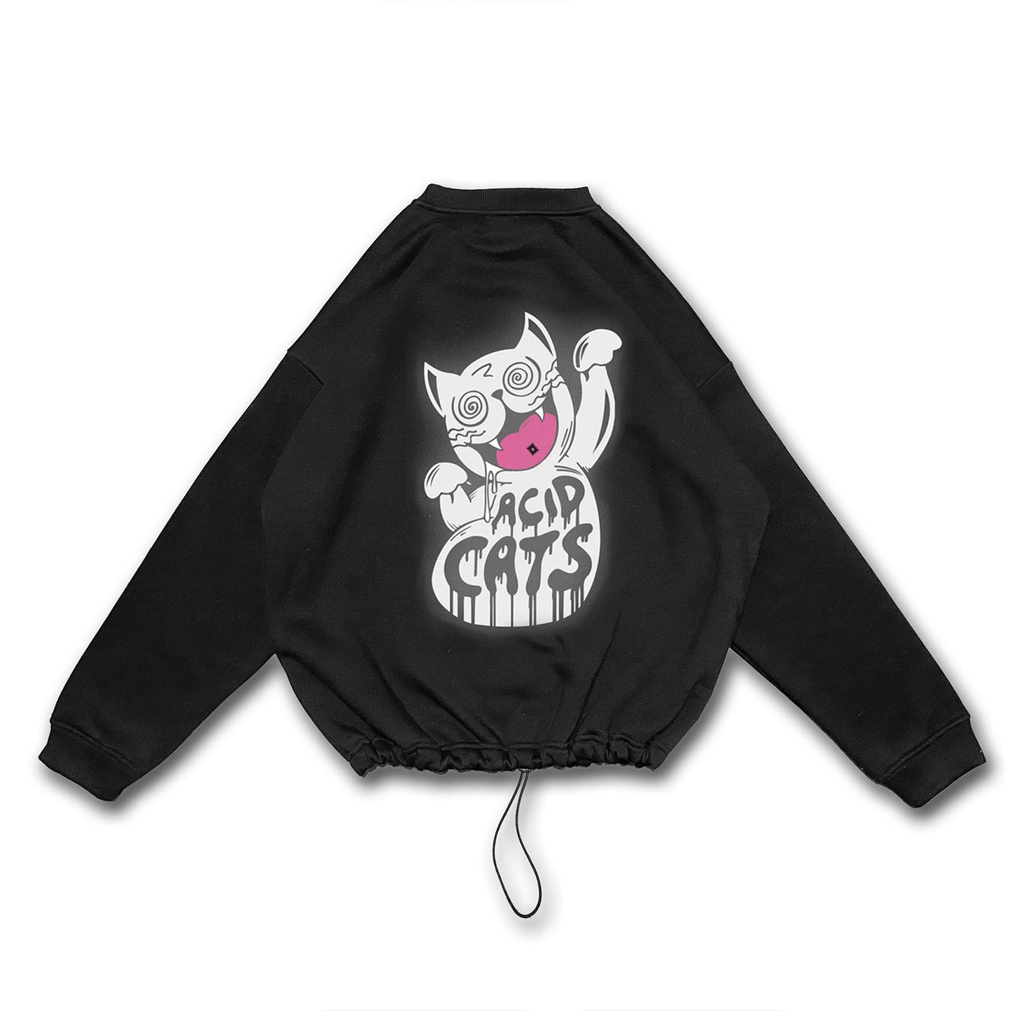 OVERSIZE BLACK SWEATSHIRT 'ACID CATS' REFLECTIVE