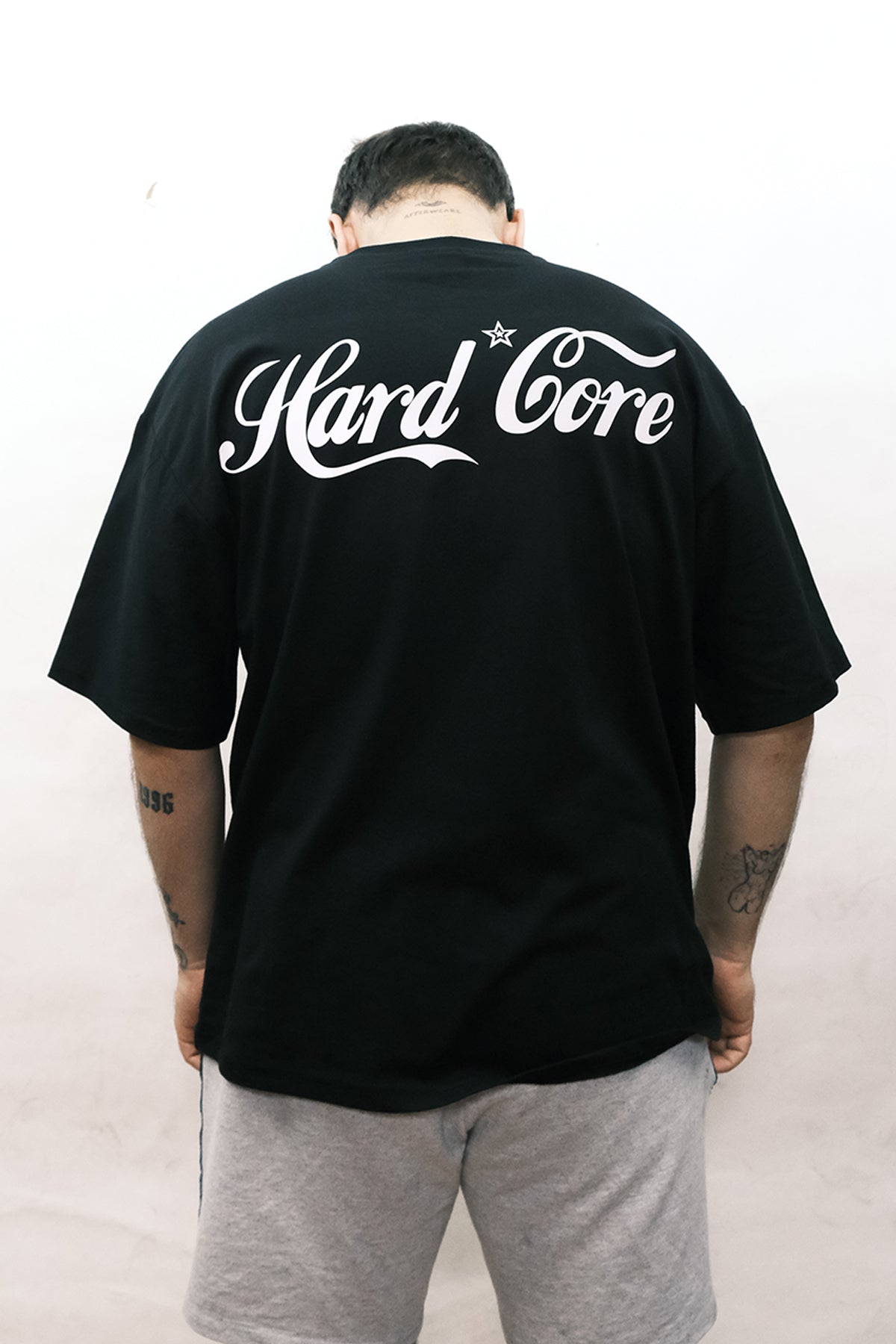 Oversize Siyah Tişört 'Hard Core'
