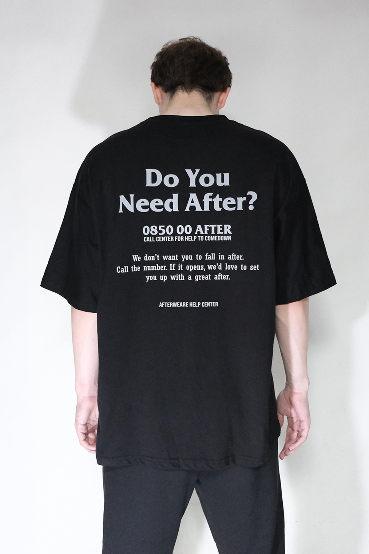 OVERSIZE BLACK T-SHIRT 'DO YOU NEED AFTER' REFLECTIVE