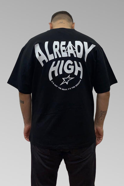 Oversize Siyah Tişört 'Already High'