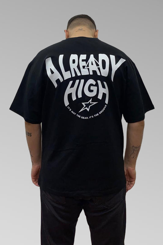 Oversize Siyah Tişört 'Already High'