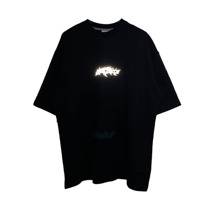 BLACK OVERSIZE T-SHIRT 'HARD BEATS DARK SPIRITS' REFLECTIVE