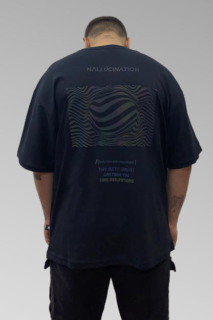 Oversize Siyah Tişört 'HALLUCINATION'