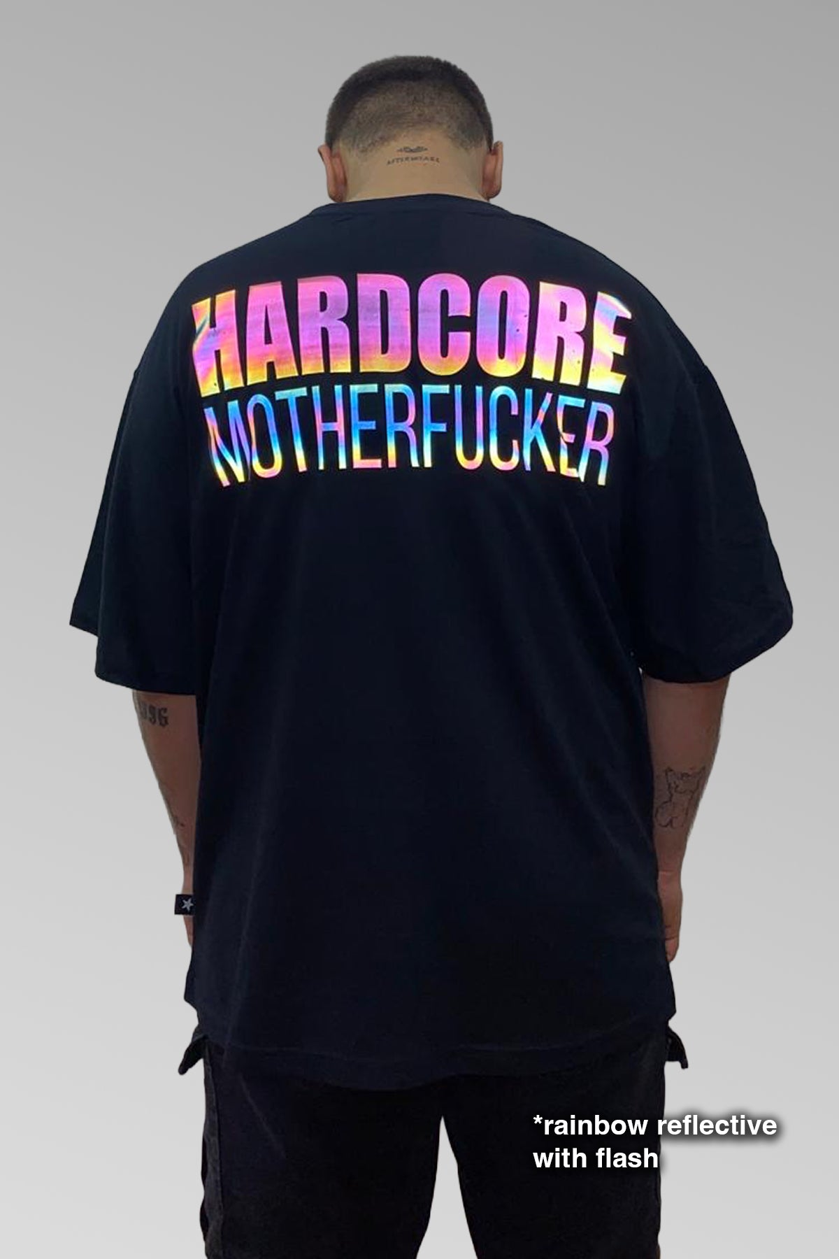 Oversize Siyah Tişört 'HARDCORE MOTHERFUCKER'