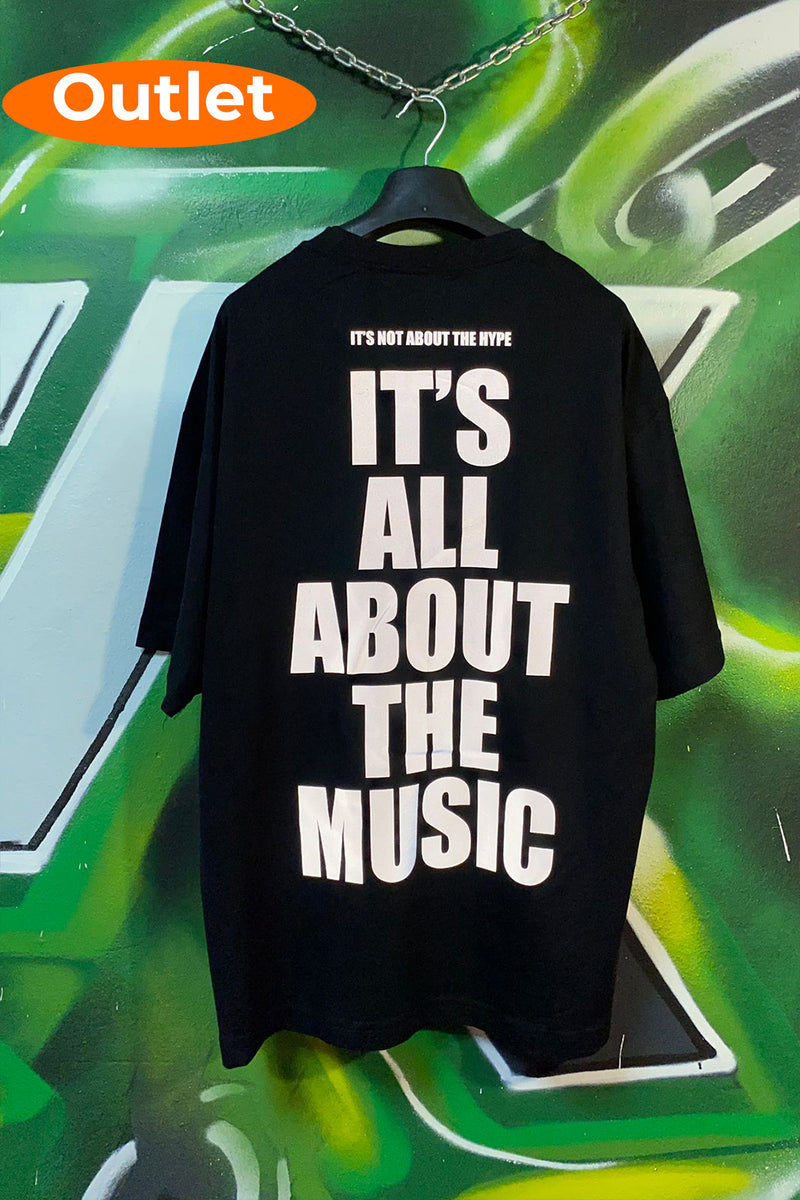 OUTLET - Siyah Oversize Tişört - It's All About The Music