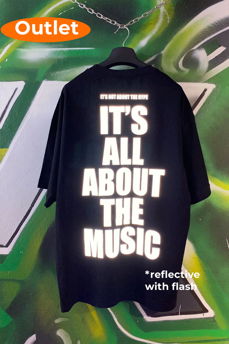 OUTLET - Siyah Oversize Tişört - It's All About The Music