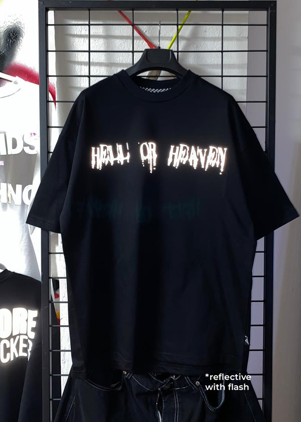 OVERSIZE BLACK T-SHIRT 'HELL OR HEAVEN'