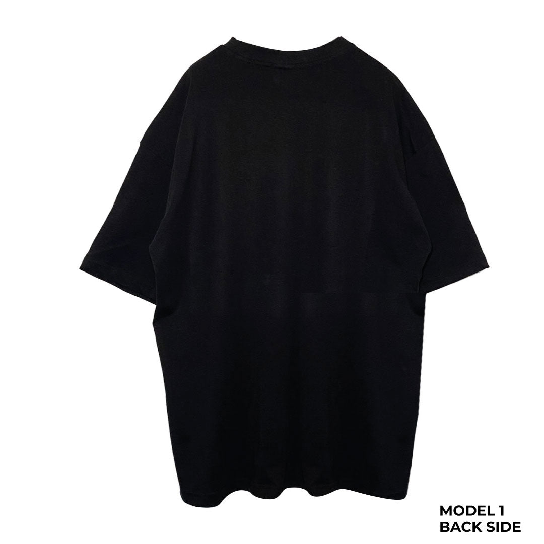 reflective printed black oversize tshirt for rave