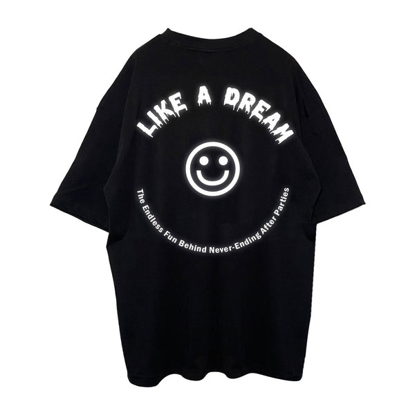 OVERSIZE BLACK T-SHIRT 'LIKE A DREAM' REFLECTIVE
