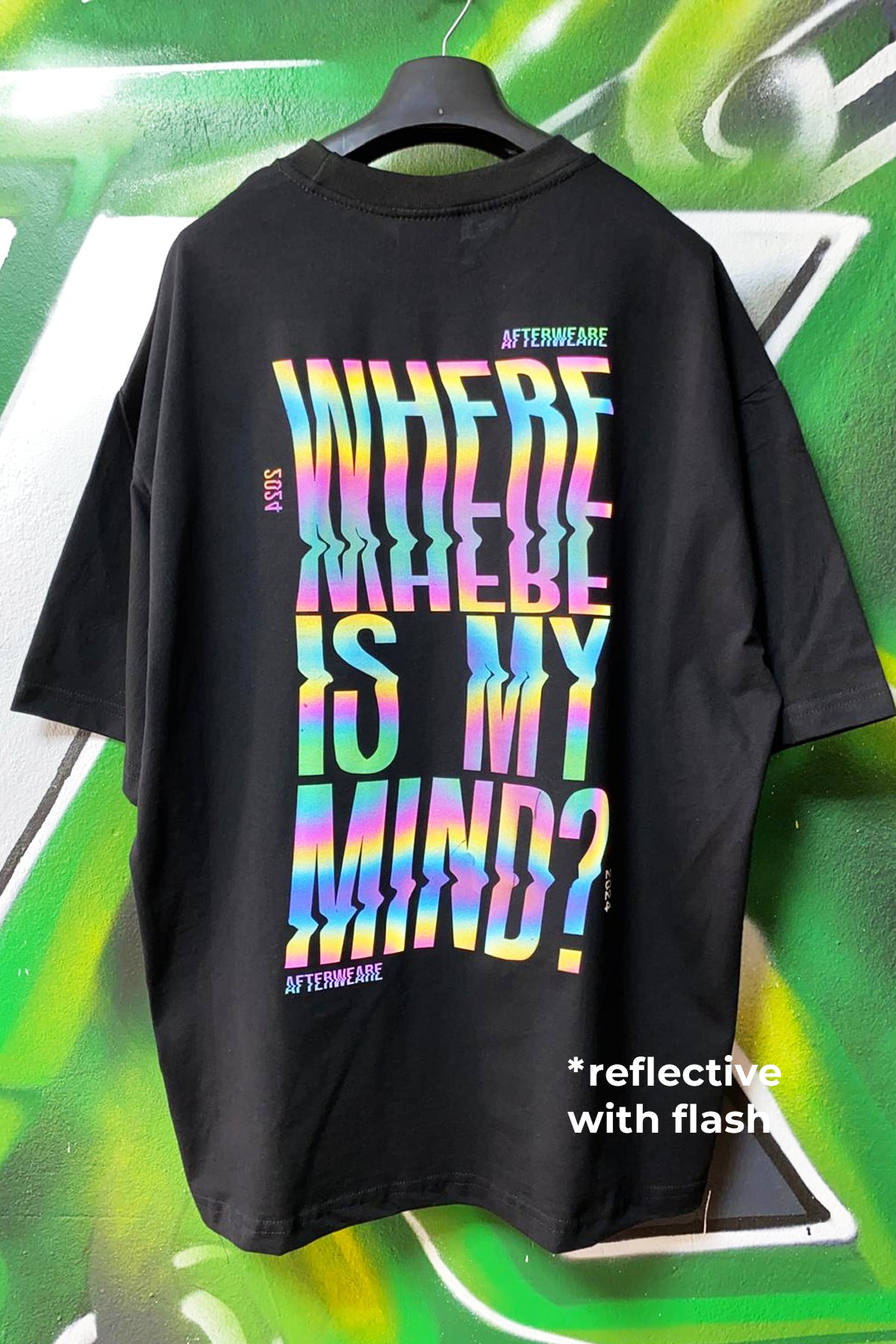 OVERSIZE BLACK T-SHIRT 'WHERE IS MY MIND' REFLECTIVE