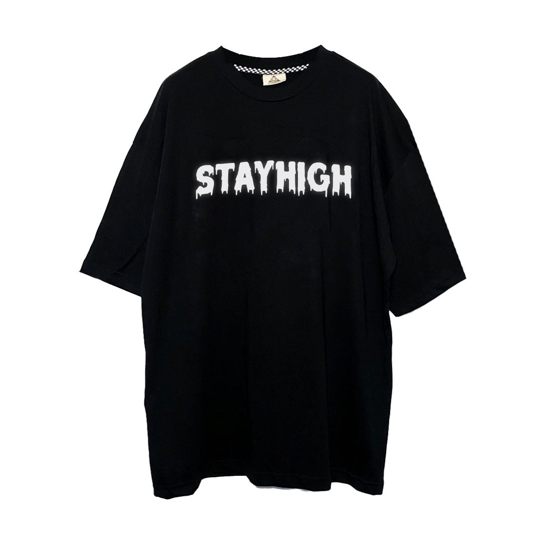 OVERSIZE BLACK T-SHIRT 'STAYHIGH' REFLECTIVE