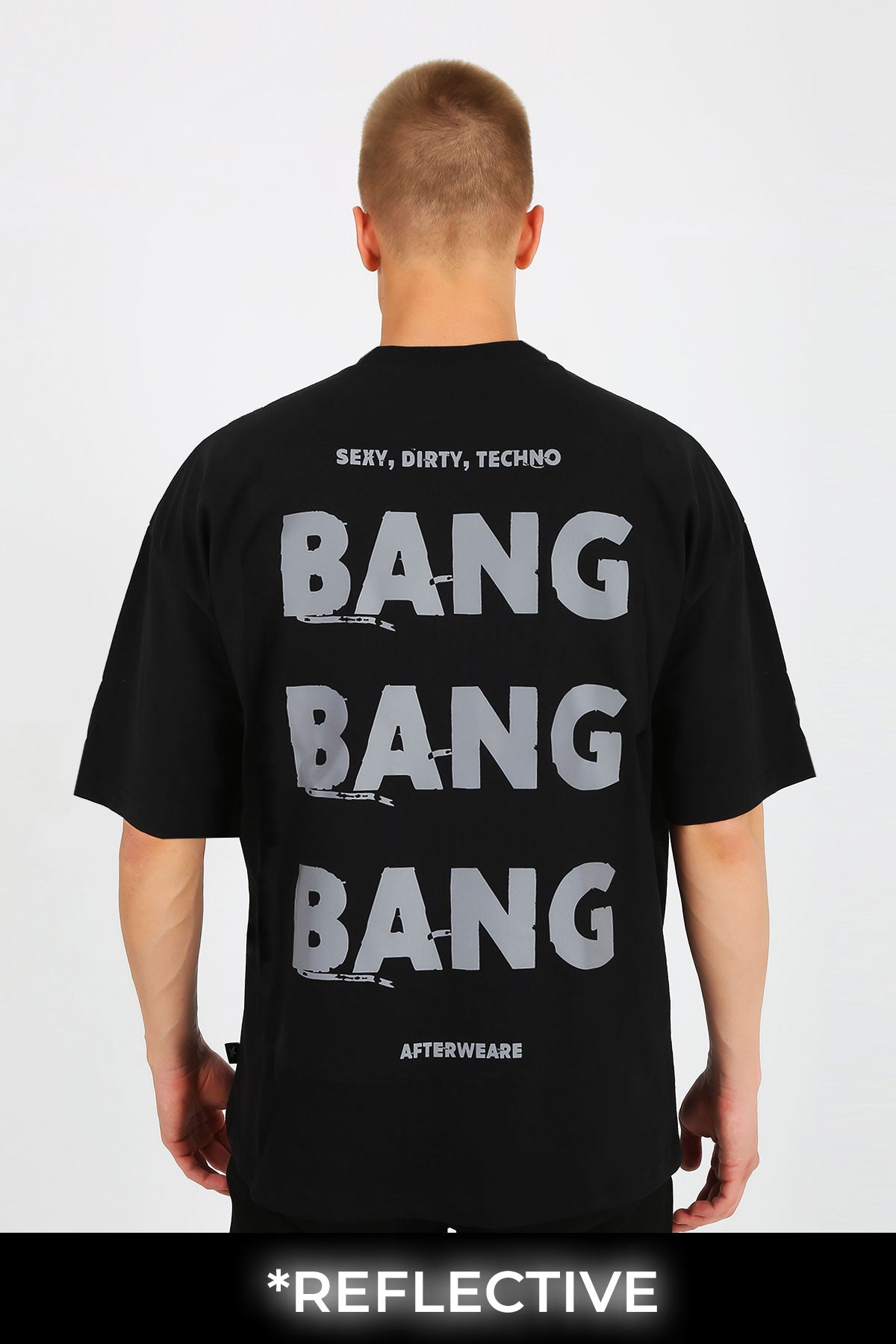 OVERSIZE BLACK T-SHIRT 'BANG BANG BANG'.