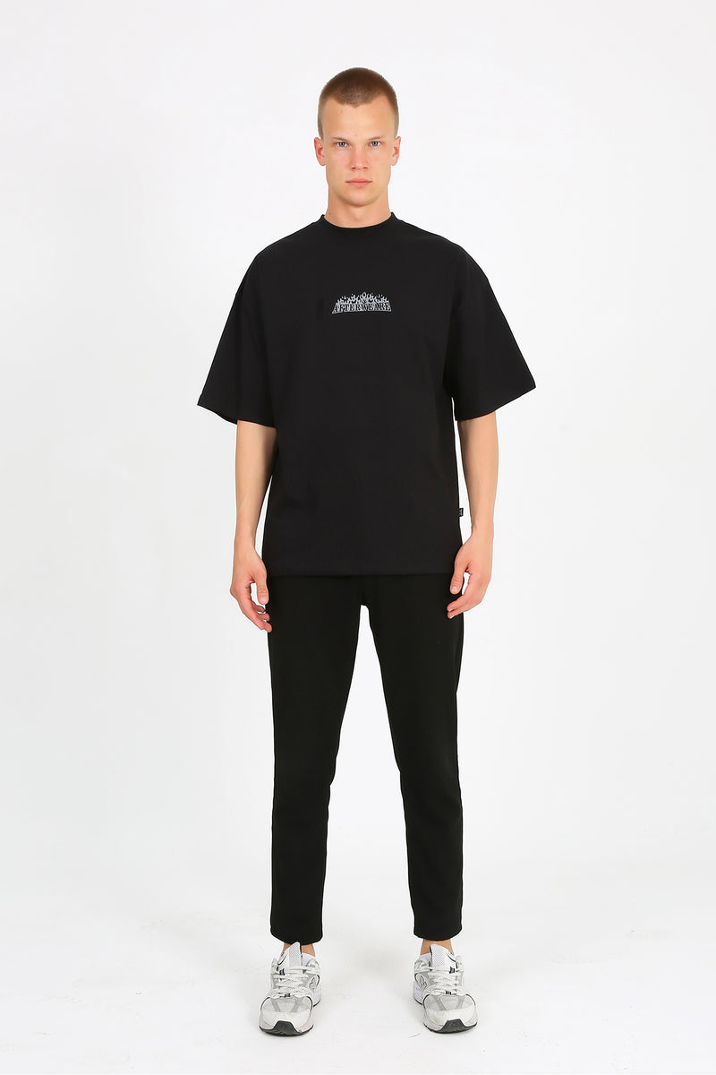 Siyah Oversize Tişört - Famous - Black Oversize T-shirt Reflective