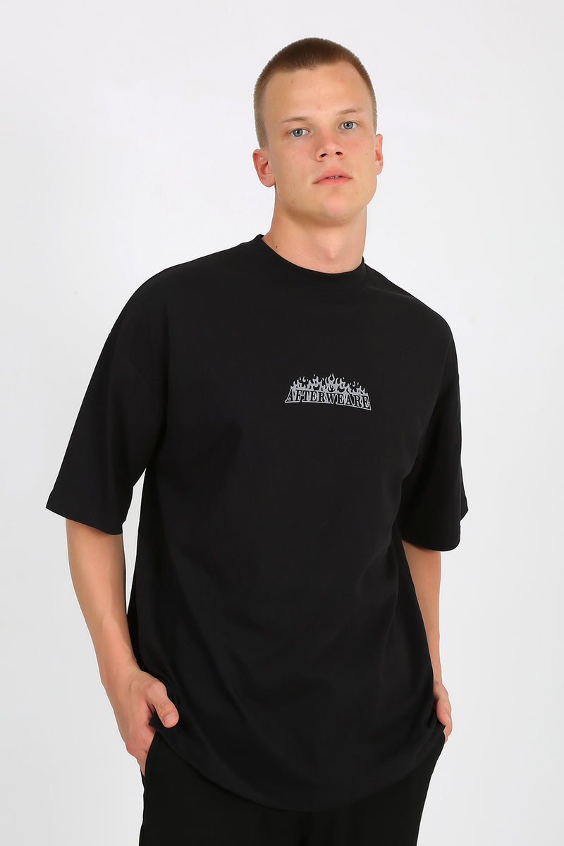 Siyah Oversize Tişört - Famous - Black Oversize T-shirt Reflective