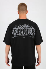 Siyah Oversize Tişört - Famous - Black Oversize T-shirt Reflective