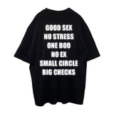 OVERSIZE BLACK T-SHIRT 'GOOD SEX NO STRESS' REFLECTIVE