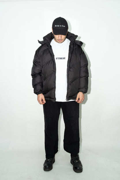 Kapüşonlu Erkek Siyah Şişme Mont