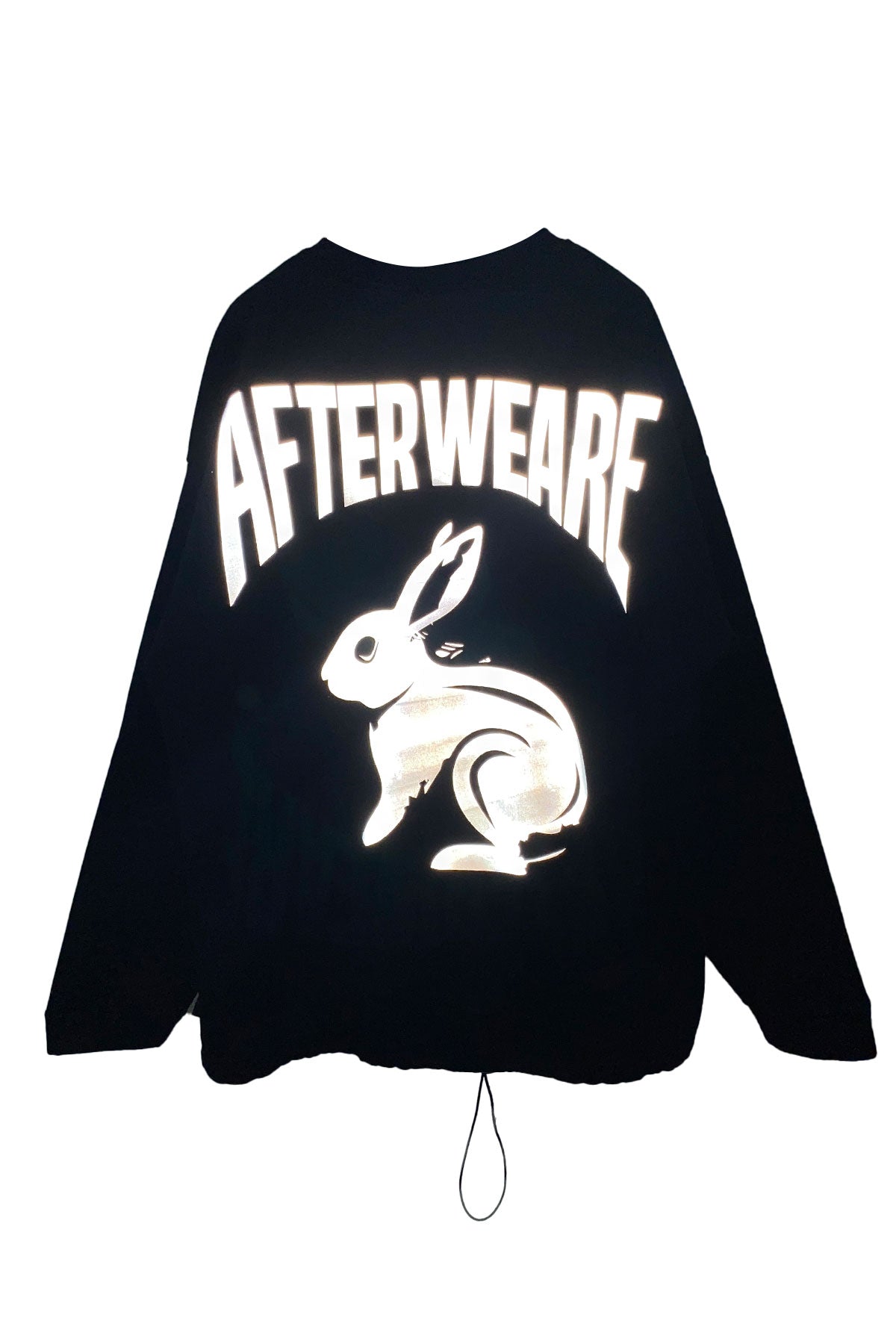 Unisex Black Oversize Sweatshirt – 'AFTERWEARE WHITE RABBIT'.