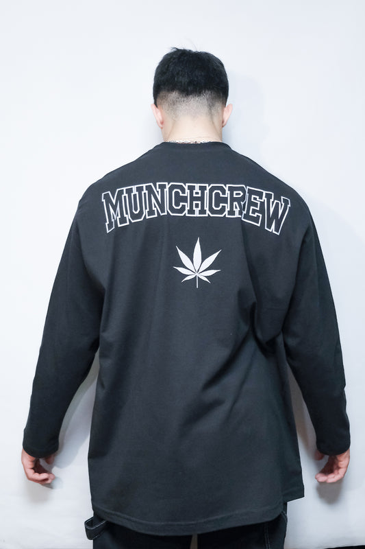 Siyah Uzun Kollu Tişört 'MUNCHCREW' Reflective Black Long Sleeve T-shirt