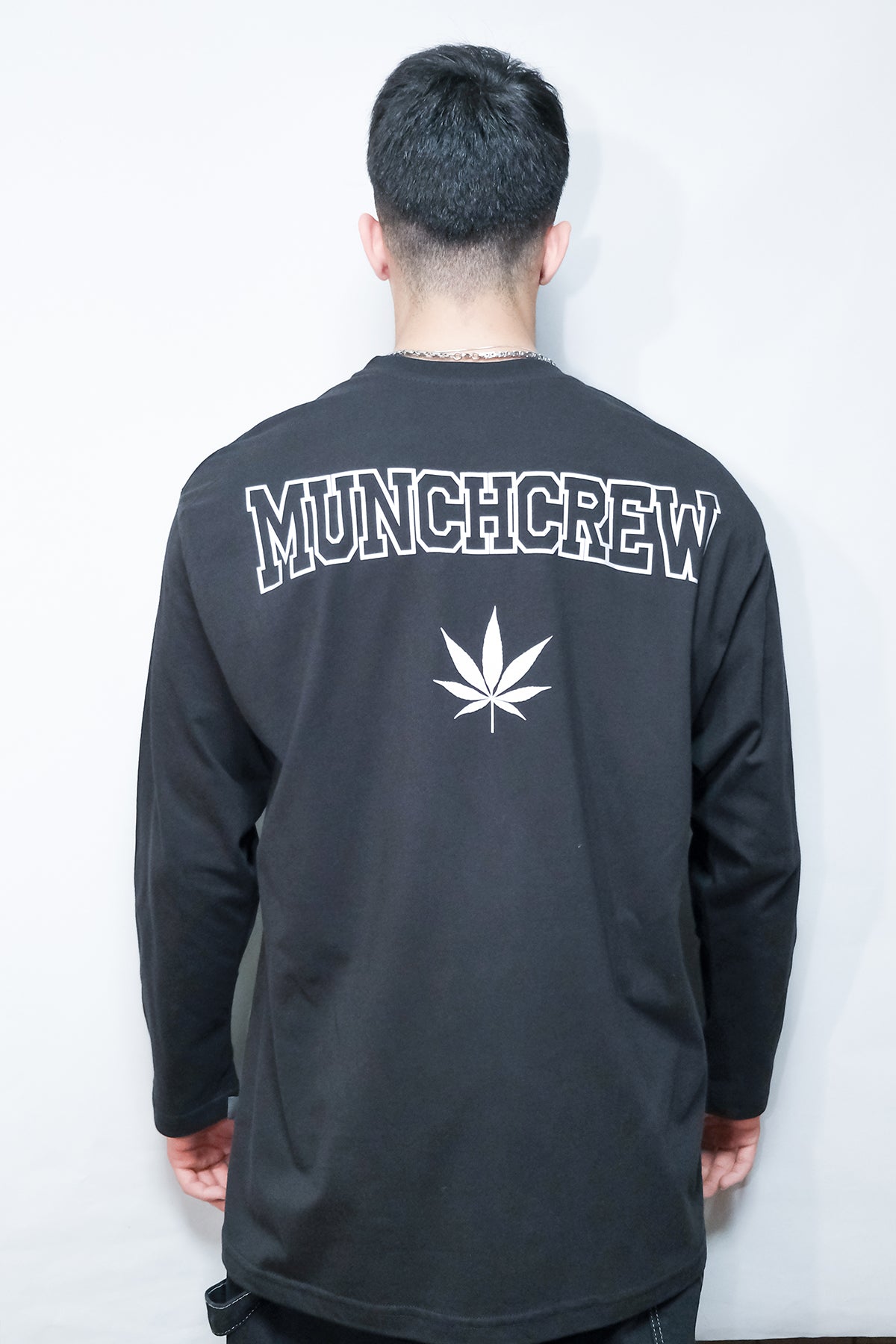 Siyah Uzun Kollu Tişört 'MUNCHCREW' Reflective Black Long Sleeve T-shirt