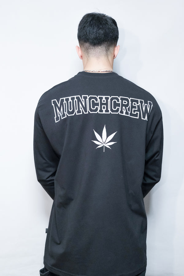 Siyah Uzun Kollu Tişört 'MUNCHCREW' Reflective Black Long Sleeve T-shirt