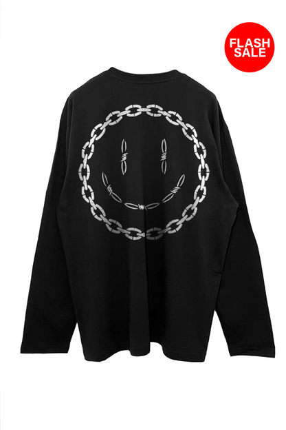 Siyah Uzun Kollu T-shirt 'ACID CHAIN' REFLECTIVE flash sale.