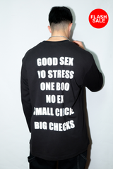 Siyah Uzun Kollu T-shirt 'GOOD SEX NO STRESS' Reflective flash sale