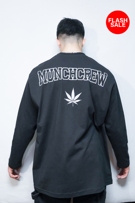 Siyah Uzun Kollu T-shirt 'MUNCHCREW' Reflective flash sale