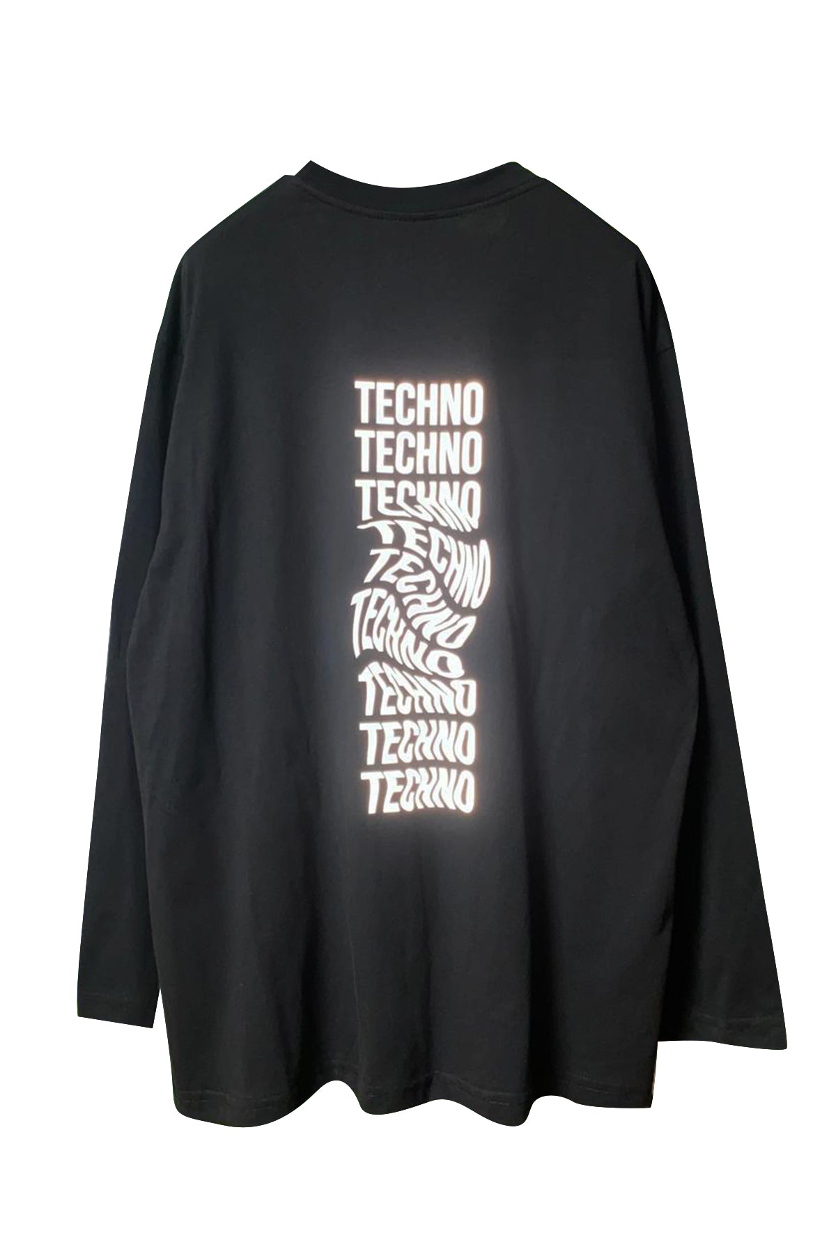 Siyah Uzun Kollu Tişört 'TECHNO REVOLUTION' Reflective Black Long Sleeve T-shirt