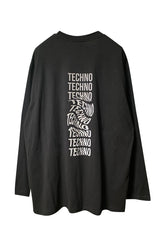 Siyah Uzun Kollu Tişört 'TECHNO REVOLUTION' Reflective Black Long Sleeve T-shirt