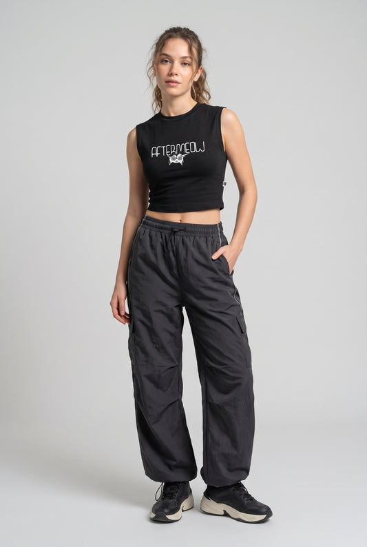 Siyah Crop Top Üst Aftermeow