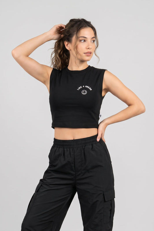 Siyah Crop Top Üst Like A Dream
