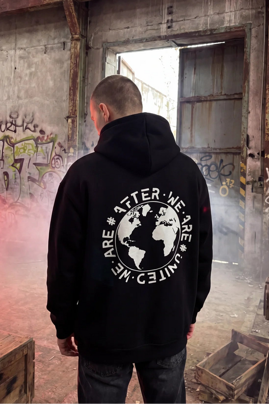 Siyah Kapüşonlu Sweatshirt 'UNITED WE ARE'