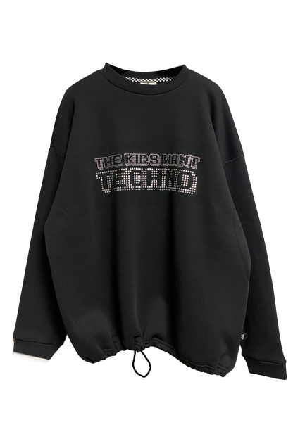 OVERSIZE BLACK SWEATSHIRT 'THE KIDS WANT TECHNO CRYSTAL'.