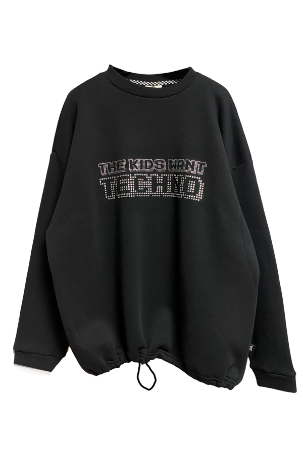 OVERSIZE BLACK SWEATSHIRT 'THE KIDS WANT TECHNO CRYSTAL'