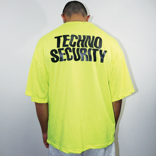NEON YELLOW OVERSIZE T-SHIRT 'TECHNO SECURITY'