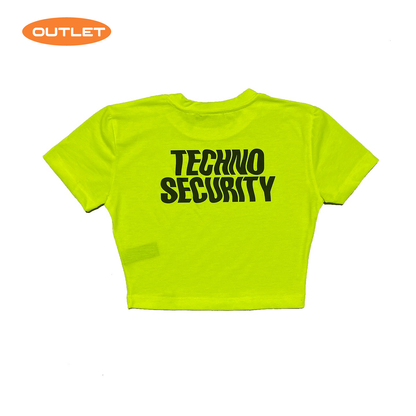 Reflektör baskılı Neon Sarı crop tişört -  reflective print Neon Yellow crop top