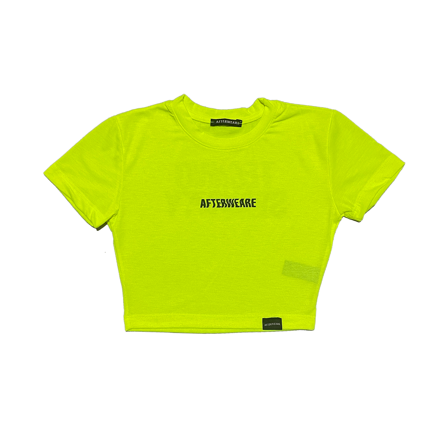 Reflektör baskılı Neon Sarı crop tişört -  reflective print Neon Yellow crop top