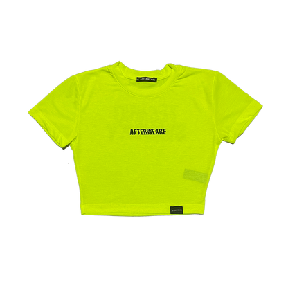 Reflektör baskılı Neon Sarı crop tişört -  reflective print Neon Yellow crop top