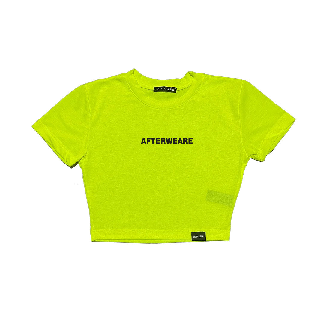 Reflektör baskılı Neon Sarı crop tişört -  reflective print Neon Yellow crop top