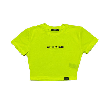 Reflektör baskılı Neon Sarı crop tişört -  reflective print Neon Yellow crop top