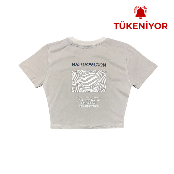 GRAY CROP T-SHIRT 'HALLUCINATION'