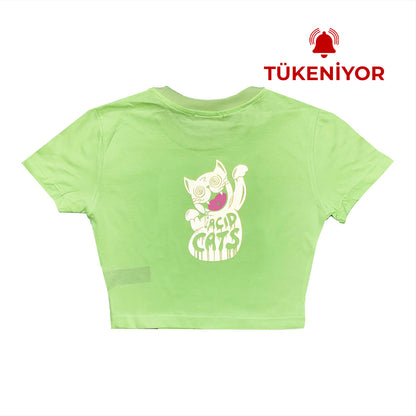 OUTLET - Yeşil Crop Tee - Acid Cats