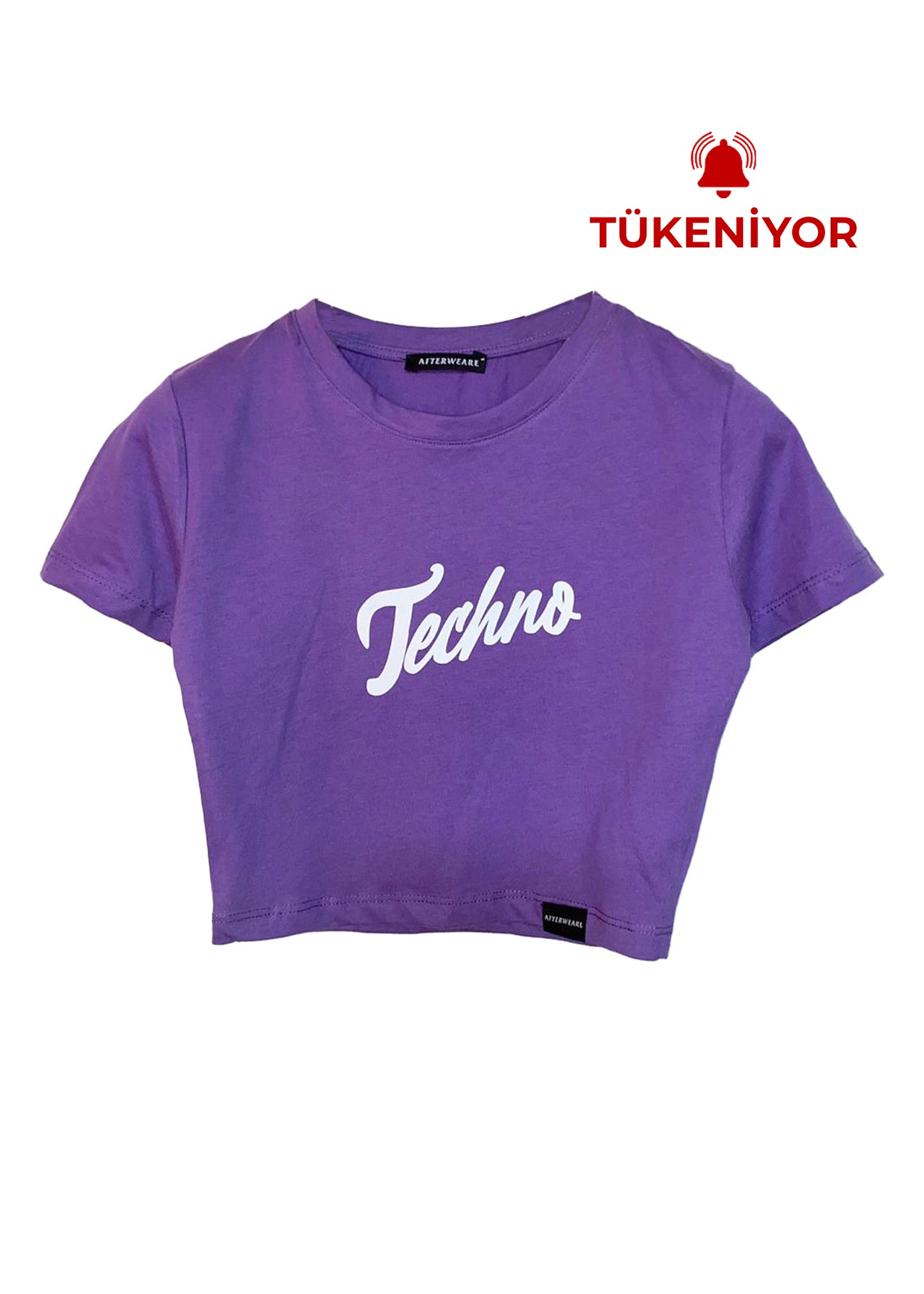 Mor Crop Tişört - Techno | Purple Crop T-shirt.