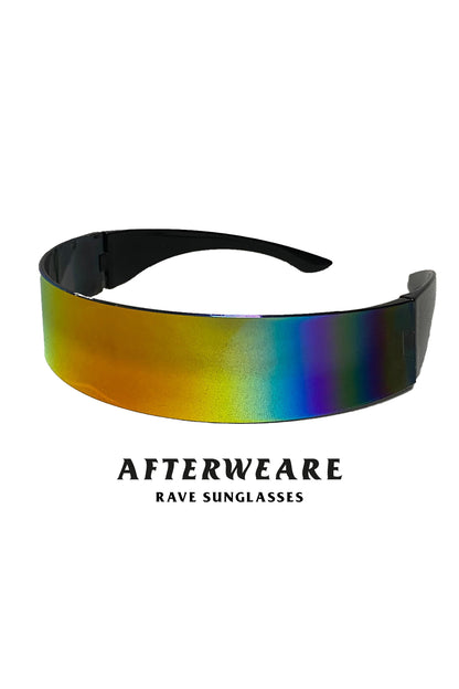 Unisex Holographic Visor Sunglasses - Futuristik Rave ve Festival Gözlüğü.