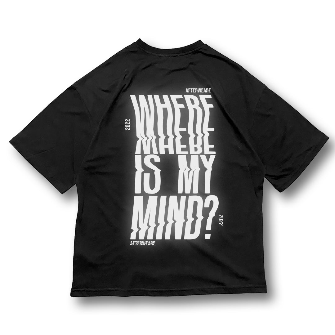 OVERSIZE BLACK T-SHIRT 'WHERE IS MY MIND' REFLECTIVE