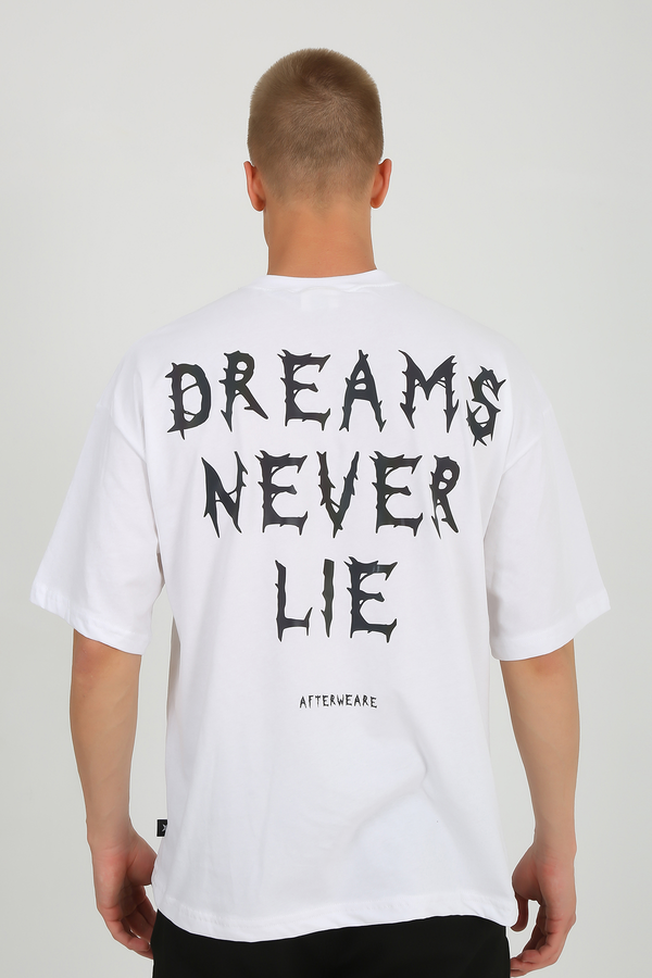 White Oversized T-Shirt with dreams Print