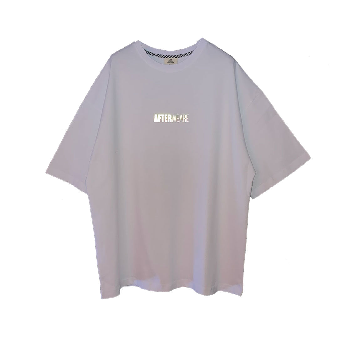 WHITE OVERSIZE T-SHIRT 'HARDCORE MOTHERFUCKER' RAINBOW REFLECTIVE